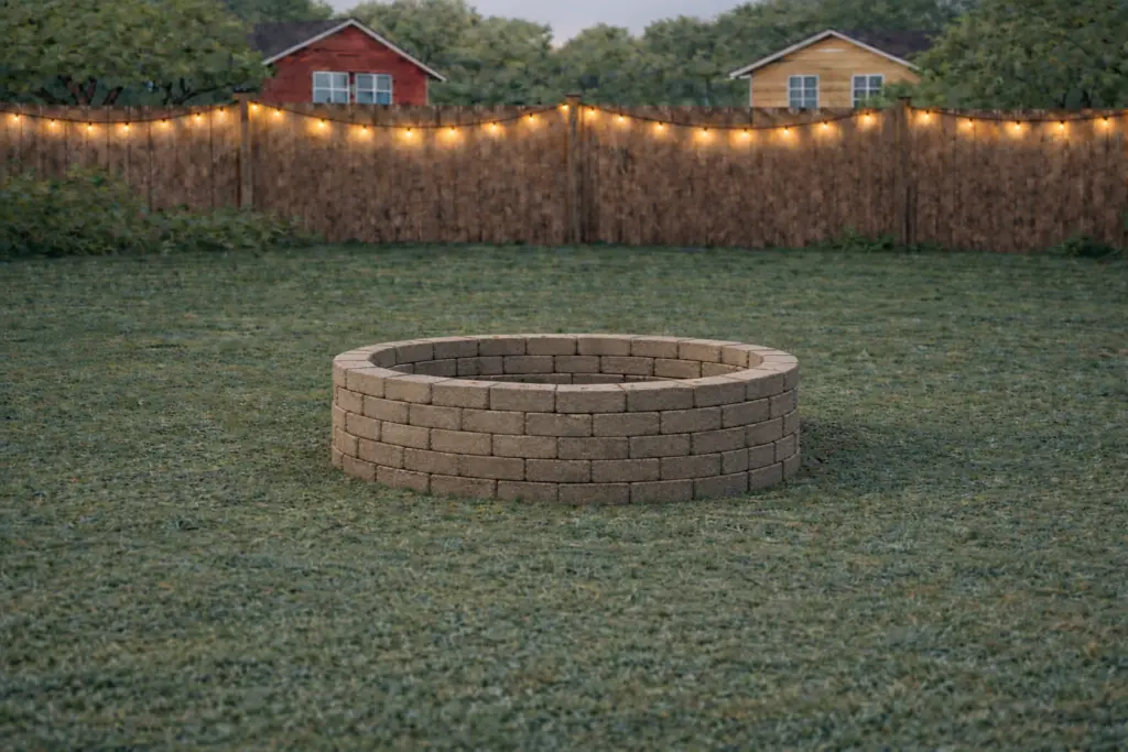 Completed backyard fire pit